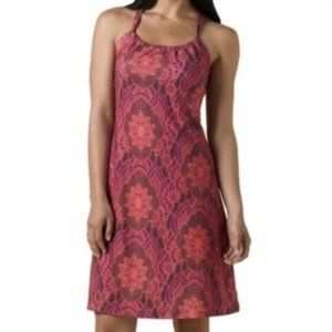 Prana Quinn Halter Dress Size Small Berry Scallop Purple Orange